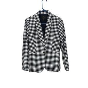 J Crew Parke Blazer Blue White Gingham Check Size 4